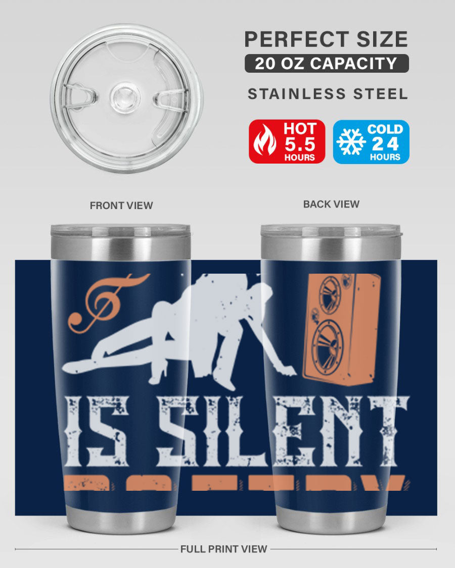 Dancing is Silent Poetry 14# Tumbler showcasing a sleek stainless steel design with a drink-thru lid, perfect for hot and cold beverages.