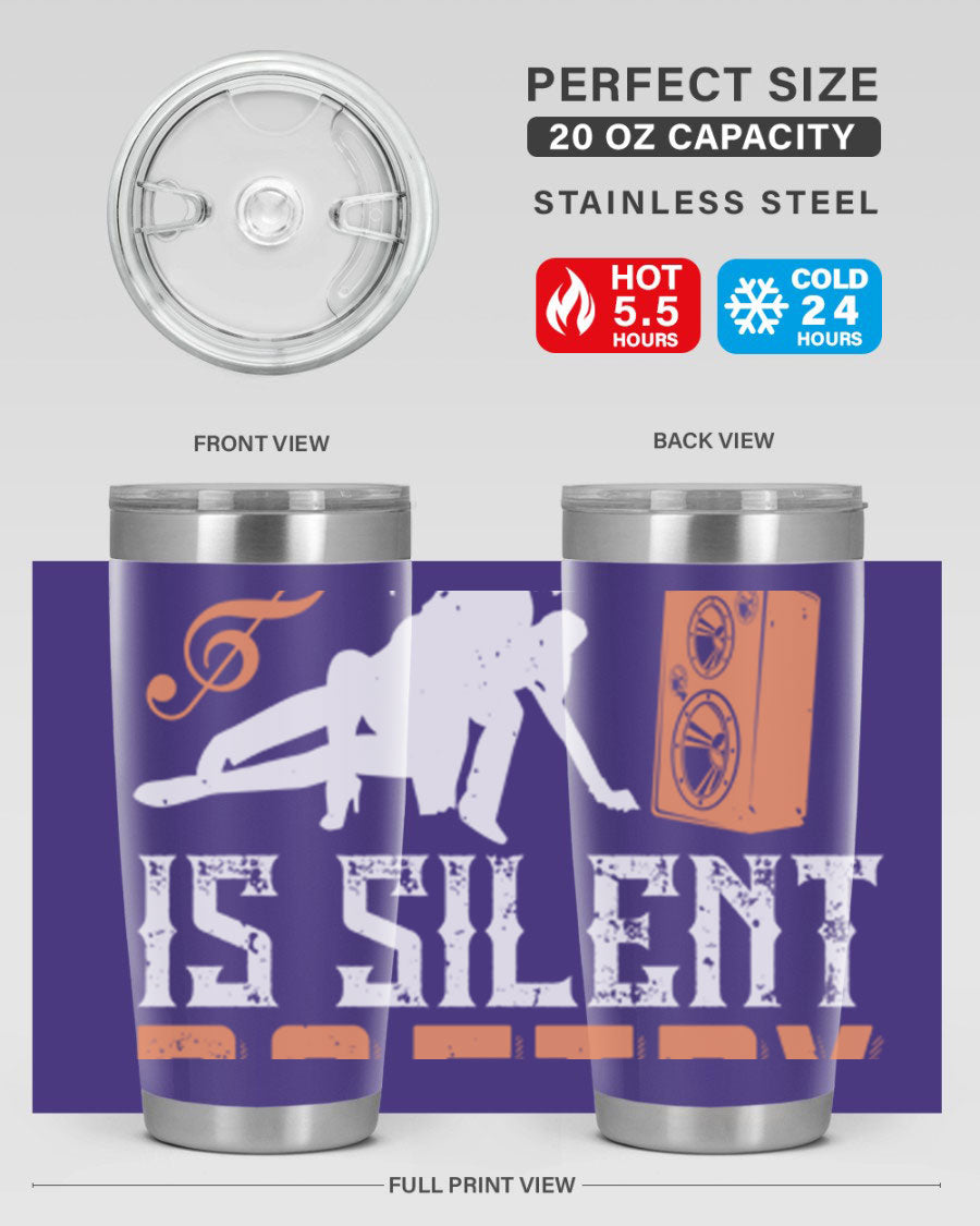 Dancing is Silent Poetry 14# Tumbler showcasing a sleek stainless steel design with a drink-thru lid, perfect for hot and cold beverages.
