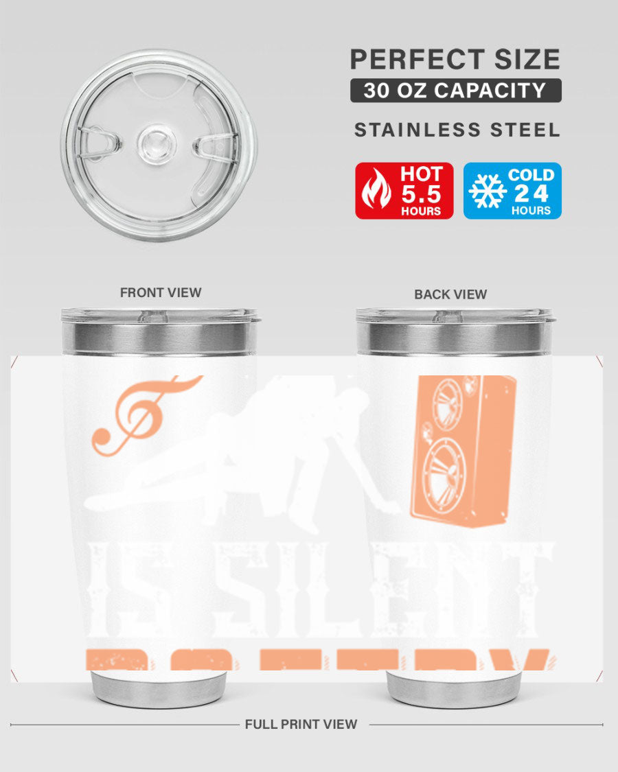 Dancing is Silent Poetry 14# Tumbler showcasing a sleek stainless steel design with a drink-thru lid, perfect for hot and cold beverages.