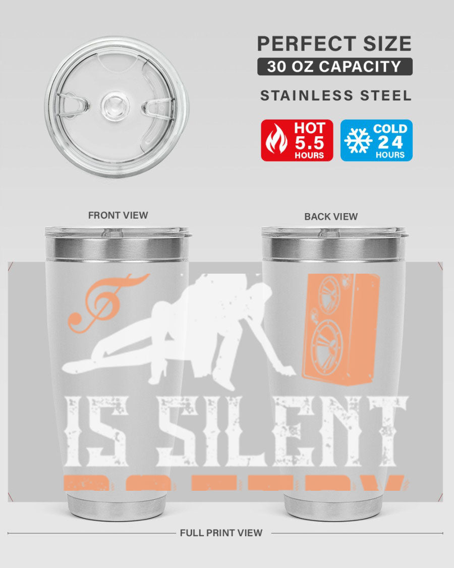 Dancing is Silent Poetry 14# Tumbler showcasing a sleek stainless steel design with a drink-thru lid, perfect for hot and cold beverages.