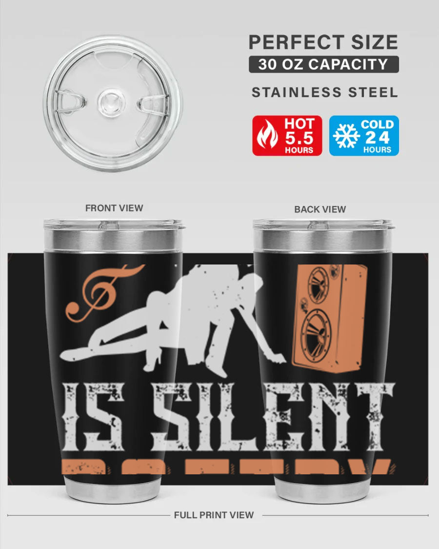 Dancing is Silent Poetry 14# Tumbler showcasing a sleek stainless steel design with a drink-thru lid, perfect for hot and cold beverages.