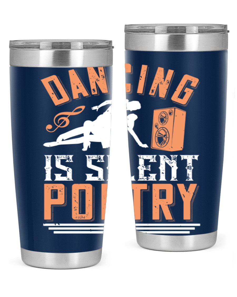 Dancing is Silent Poetry 14# Tumbler showcasing a sleek stainless steel design with a drink-thru lid, perfect for hot and cold beverages.