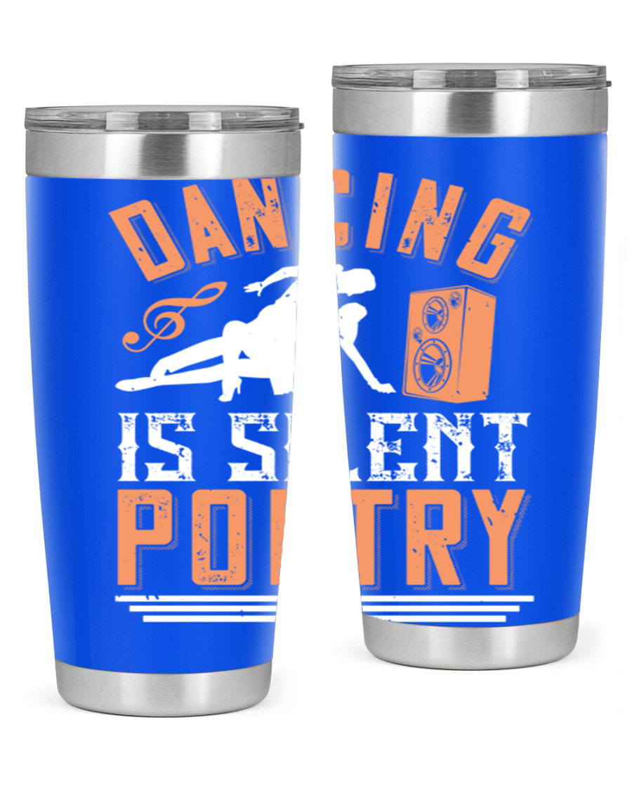 Dancing is Silent Poetry 14# Tumbler showcasing a sleek stainless steel design with a drink-thru lid, perfect for hot and cold beverages.