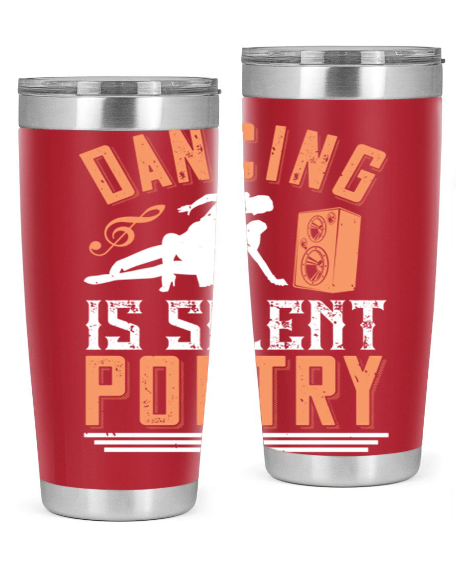 Dancing is Silent Poetry 14# Tumbler showcasing a sleek stainless steel design with a drink-thru lid, perfect for hot and cold beverages.