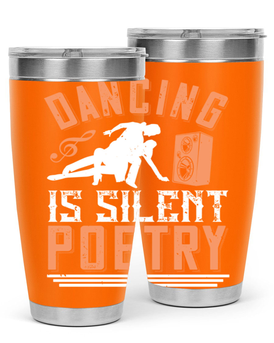 Dancing is Silent Poetry 14# Tumbler showcasing a sleek stainless steel design with a drink-thru lid, perfect for hot and cold beverages.