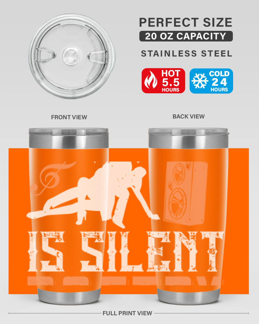 Dancing is Silent Poetry 14# Tumbler showcasing a sleek stainless steel design with a drink-thru lid, perfect for hot and cold beverages.