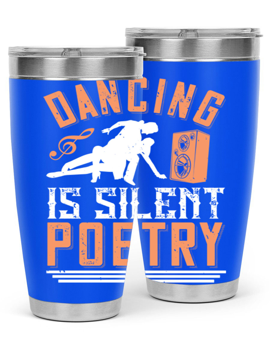 Dancing is Silent Poetry 14# Tumbler showcasing a sleek stainless steel design with a drink-thru lid, perfect for hot and cold beverages.