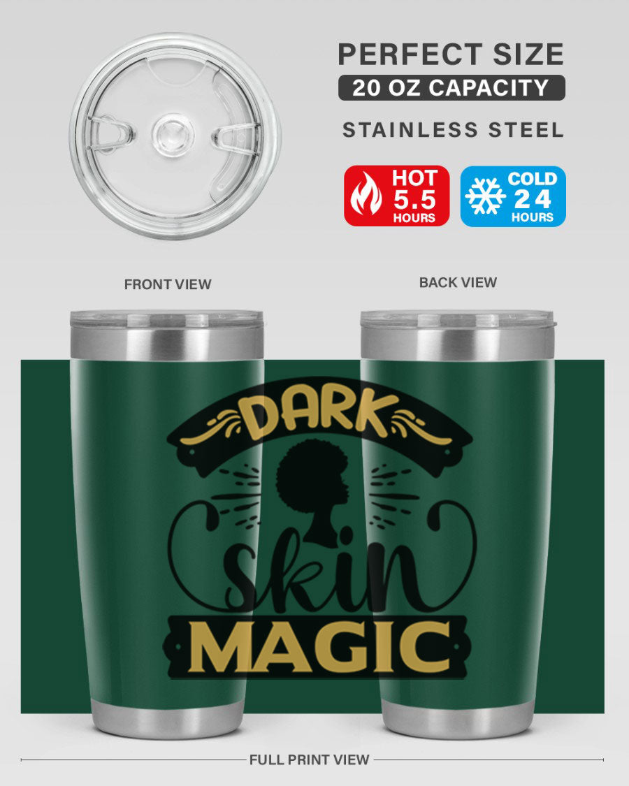 Dark Skin Magic Style 42# Tumbler in stainless steel with vibrant design, perfect for hot and cold beverages.