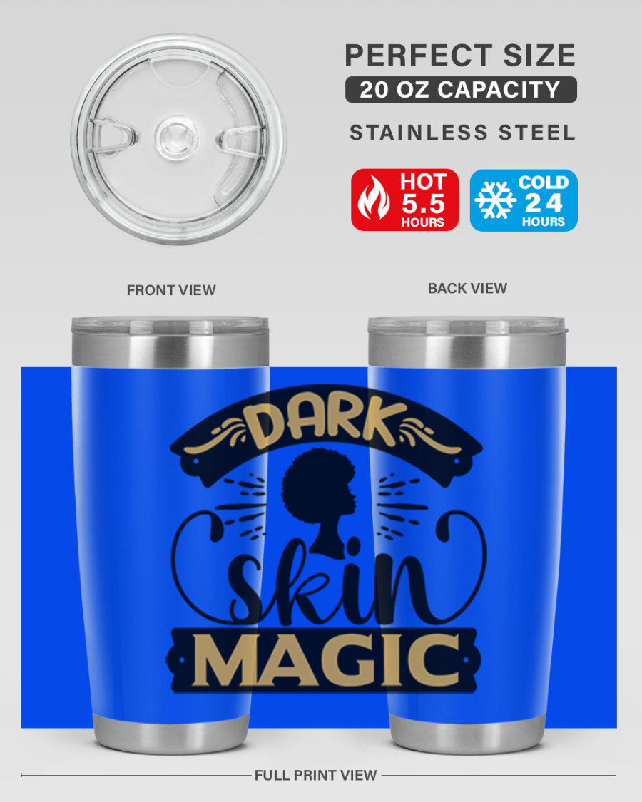 Dark Skin Magic Style 42# Tumbler in stainless steel with vibrant design, perfect for hot and cold beverages.