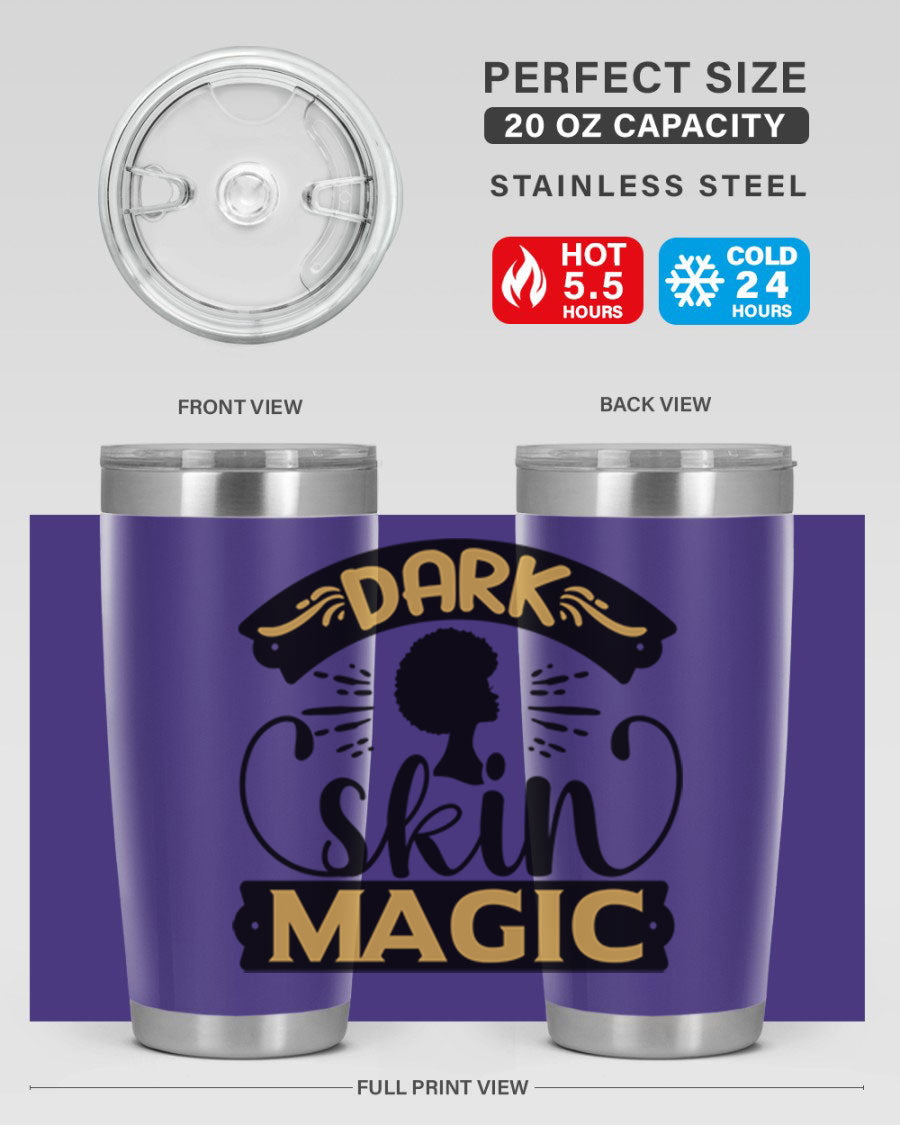 Dark Skin Magic Style 42# Tumbler in stainless steel with vibrant design, perfect for hot and cold beverages.