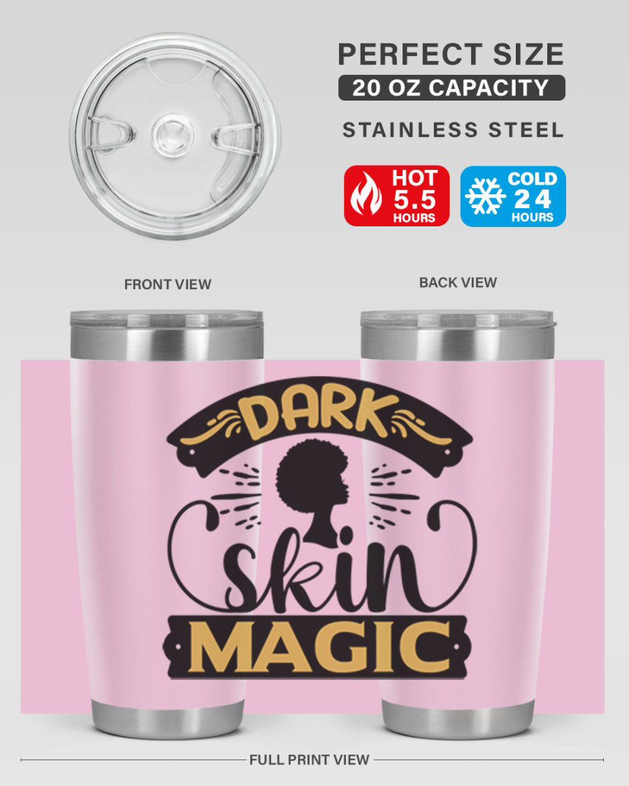 Dark Skin Magic Style 42# Tumbler in stainless steel with vibrant design, perfect for hot and cold beverages.