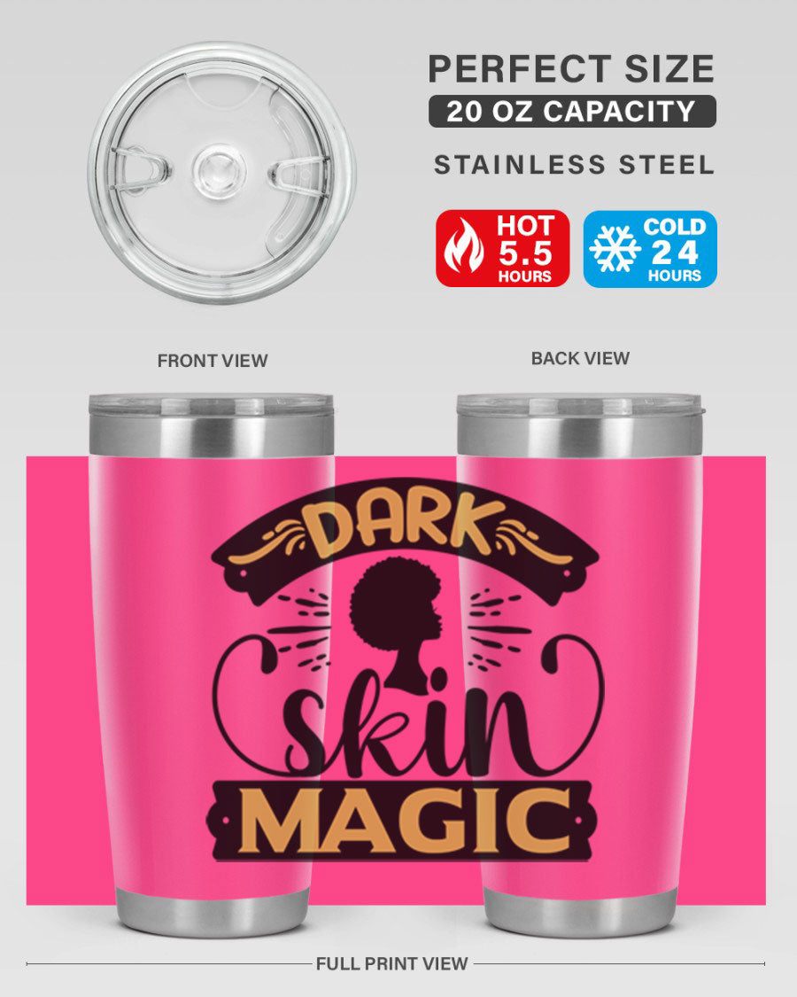 Dark Skin Magic Style 42# Tumbler in stainless steel with vibrant design, perfect for hot and cold beverages.