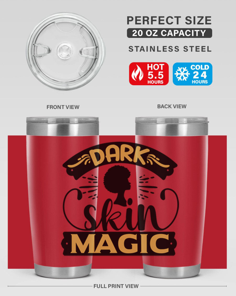 Dark Skin Magic Style 42# Tumbler in stainless steel with vibrant design, perfect for hot and cold beverages.