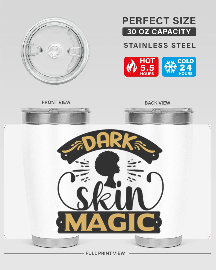 Dark Skin Magic Style 42# Tumbler in stainless steel with vibrant design, perfect for hot and cold beverages.