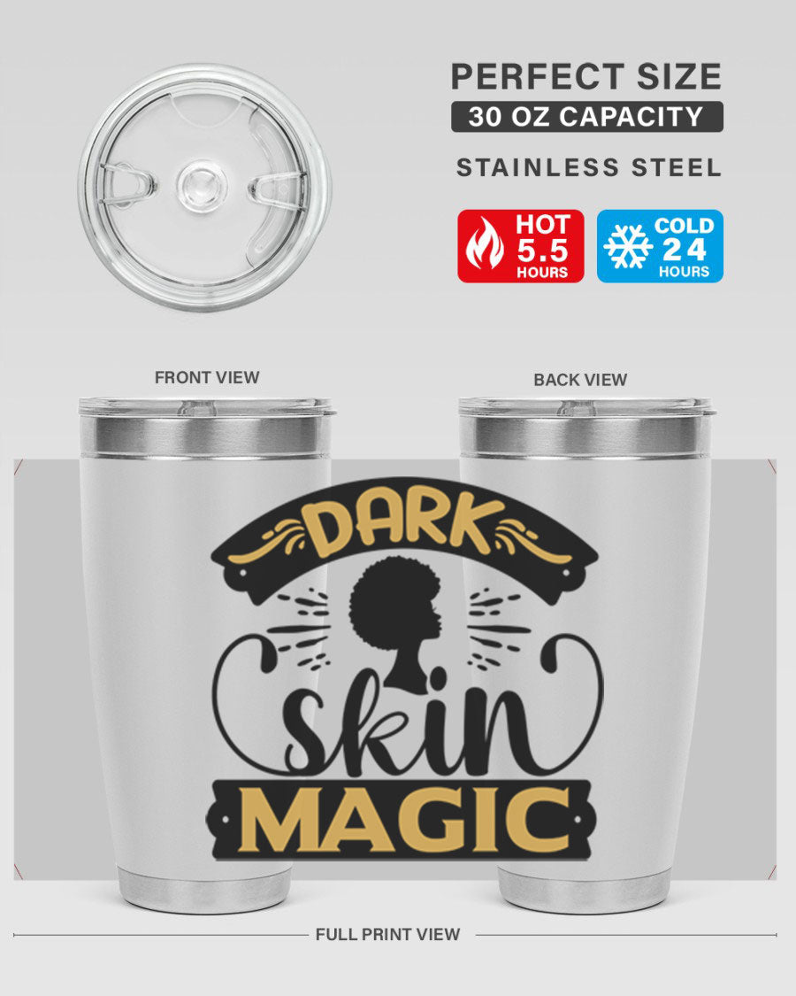 Dark Skin Magic Style 42# Tumbler in stainless steel with vibrant design, perfect for hot and cold beverages.