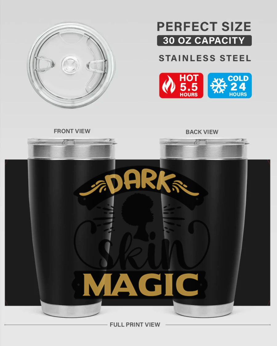 Dark Skin Magic Style 42# Tumbler in stainless steel with vibrant design, perfect for hot and cold beverages.