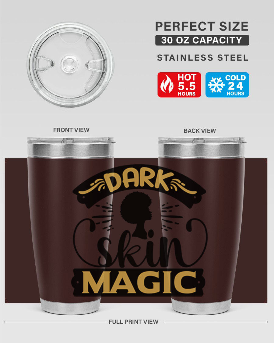 Dark Skin Magic Style 42# Tumbler in stainless steel with vibrant design, perfect for hot and cold beverages.