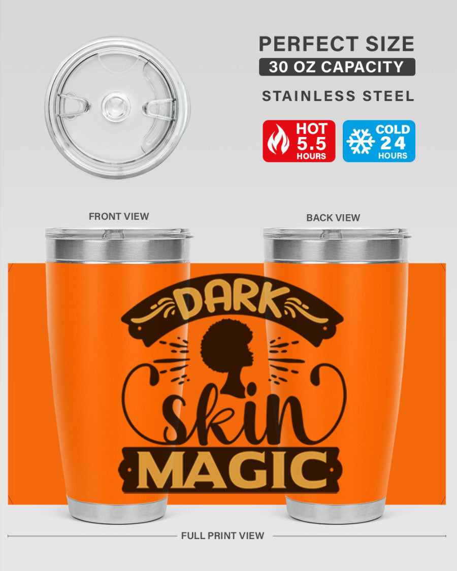 Dark Skin Magic Style 42# Tumbler in stainless steel with vibrant design, perfect for hot and cold beverages.
