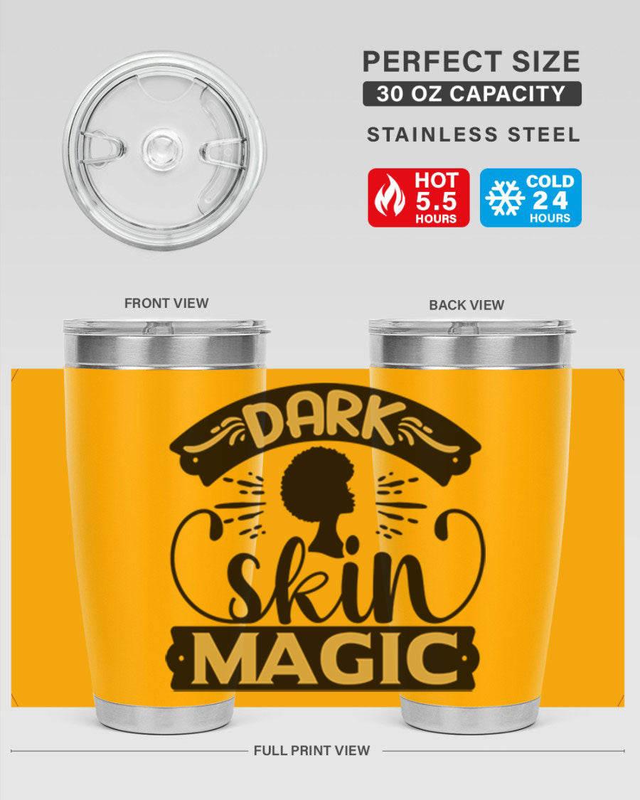 Dark Skin Magic Style 42# Tumbler in stainless steel with vibrant design, perfect for hot and cold beverages.
