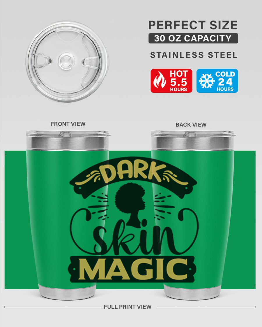 Dark Skin Magic Style 42# Tumbler in stainless steel with vibrant design, perfect for hot and cold beverages.