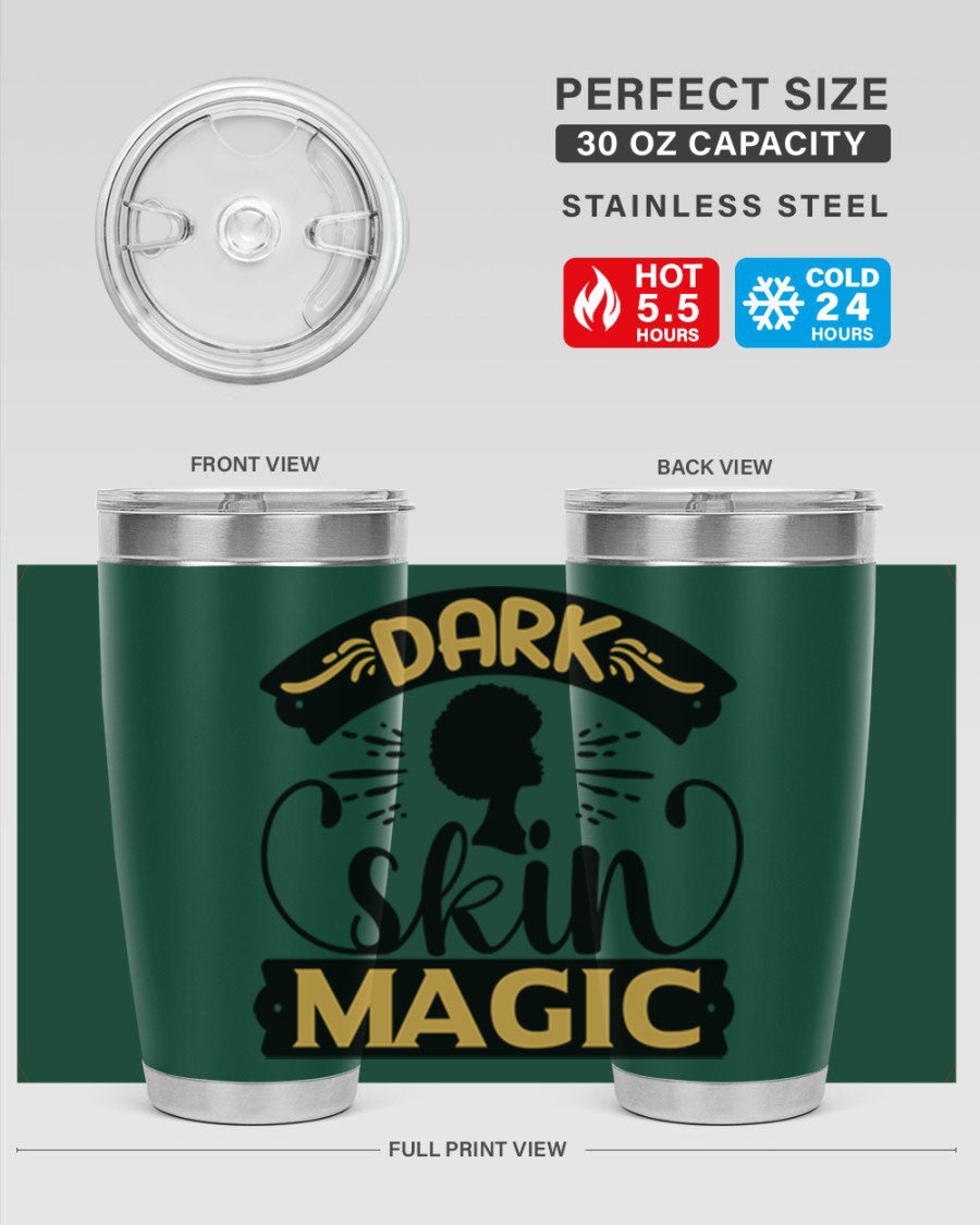 Dark Skin Magic Style 42# Tumbler in stainless steel with vibrant design, perfect for hot and cold beverages.