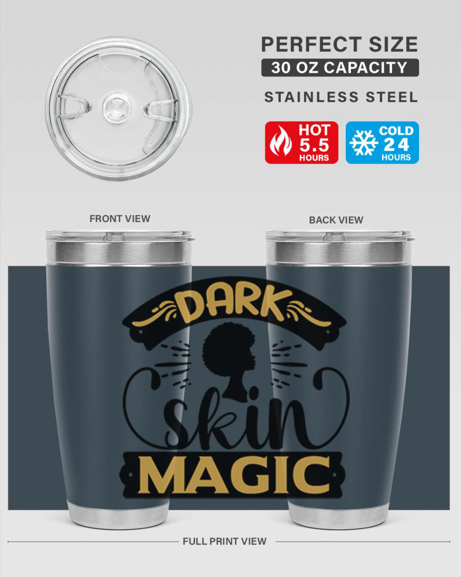 Dark Skin Magic Style 42# Tumbler in stainless steel with vibrant design, perfect for hot and cold beverages.