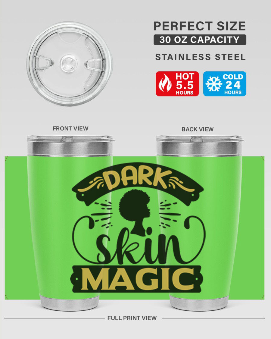 Dark Skin Magic Style 42# Tumbler in stainless steel with vibrant design, perfect for hot and cold beverages.
