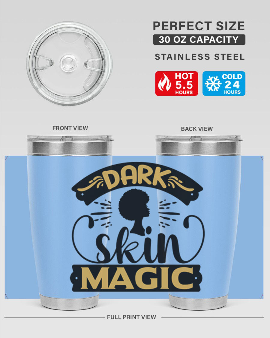 Dark Skin Magic Style 42# Tumbler in stainless steel with vibrant design, perfect for hot and cold beverages.