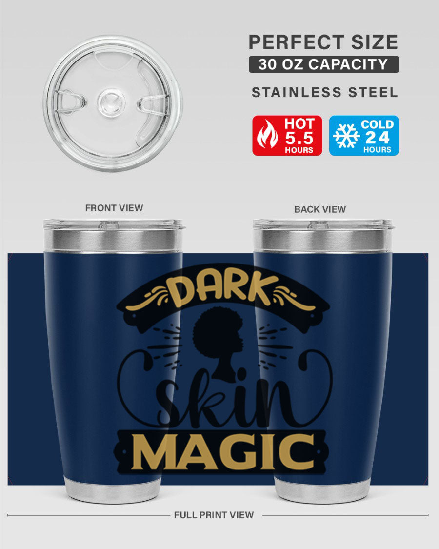 Dark Skin Magic Style 42# Tumbler in stainless steel with vibrant design, perfect for hot and cold beverages.