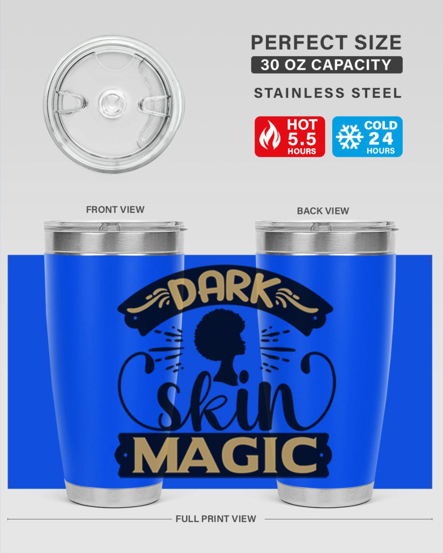 Dark Skin Magic Style 42# Tumbler in stainless steel with vibrant design, perfect for hot and cold beverages.