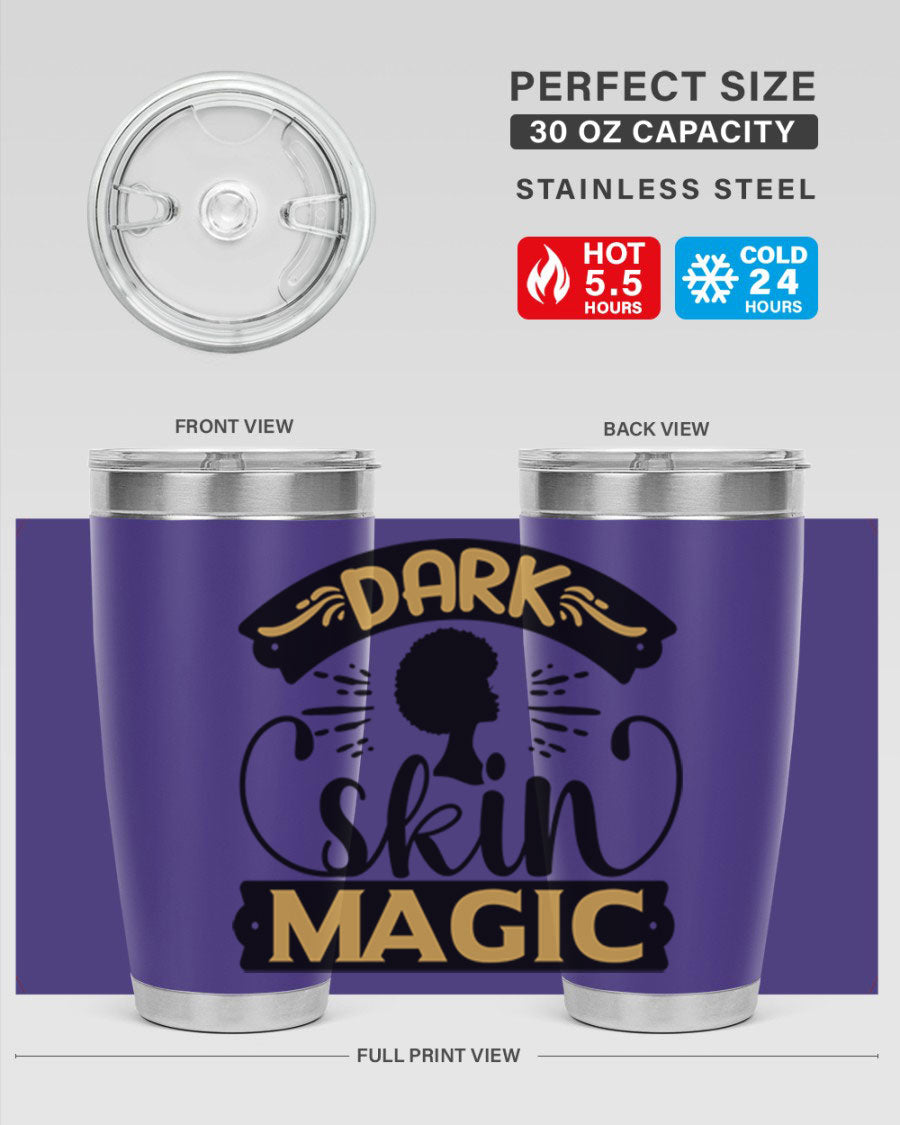 Dark Skin Magic Style 42# Tumbler in stainless steel with vibrant design, perfect for hot and cold beverages.