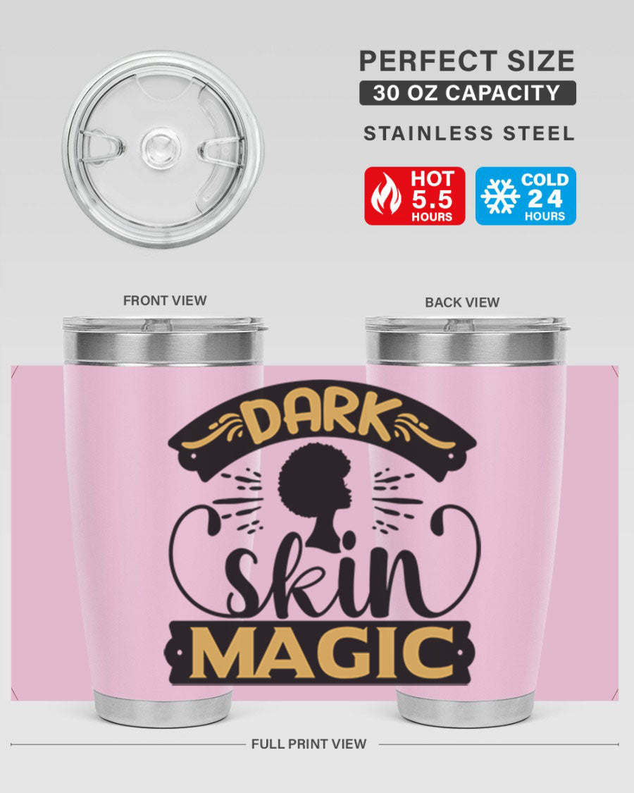 Dark Skin Magic Style 42# Tumbler in stainless steel with vibrant design, perfect for hot and cold beverages.