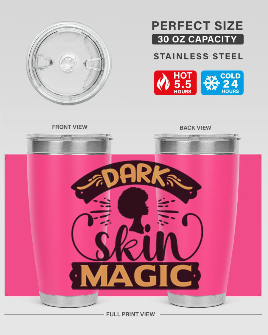 Dark Skin Magic Style 42# Tumbler in stainless steel with vibrant design, perfect for hot and cold beverages.