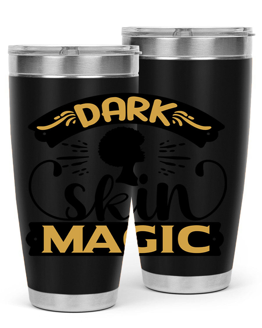 Dark Skin Magic Style 42# Tumbler in stainless steel with vibrant design, perfect for hot and cold beverages.