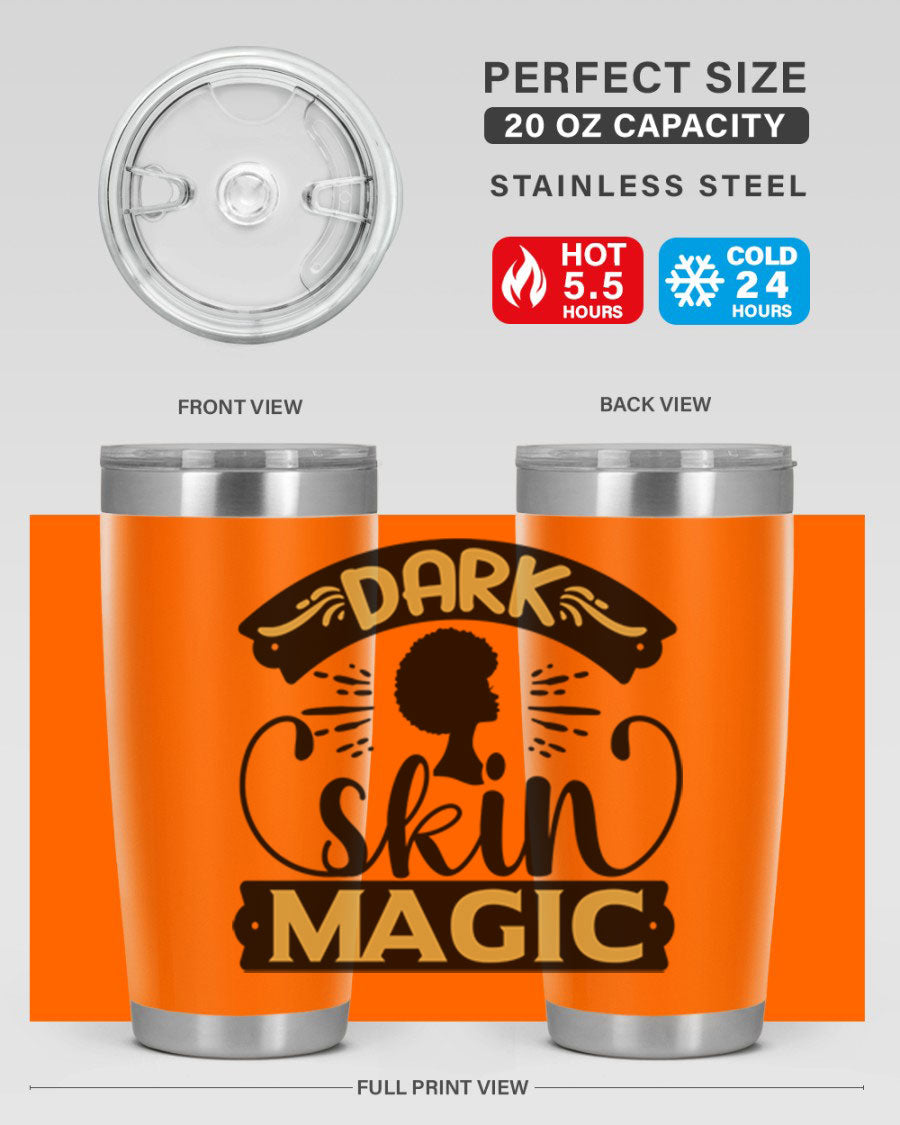 Dark Skin Magic Style 42# Tumbler in stainless steel with vibrant design, perfect for hot and cold beverages.