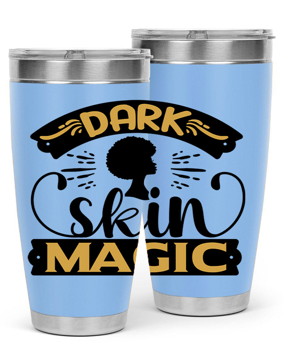 Dark Skin Magic Style 42# Tumbler in stainless steel with vibrant design, perfect for hot and cold beverages.