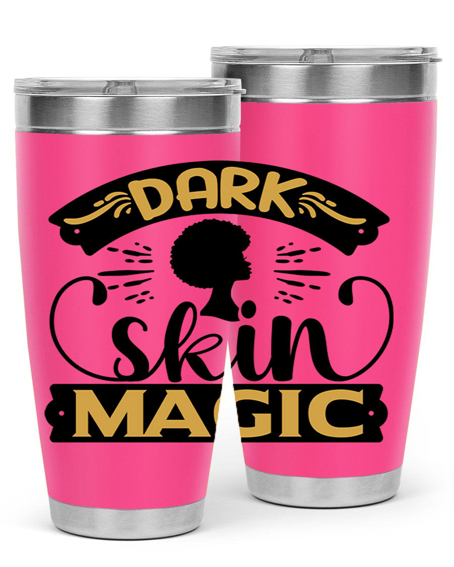 Dark Skin Magic Style 42# Tumbler in stainless steel with vibrant design, perfect for hot and cold beverages.