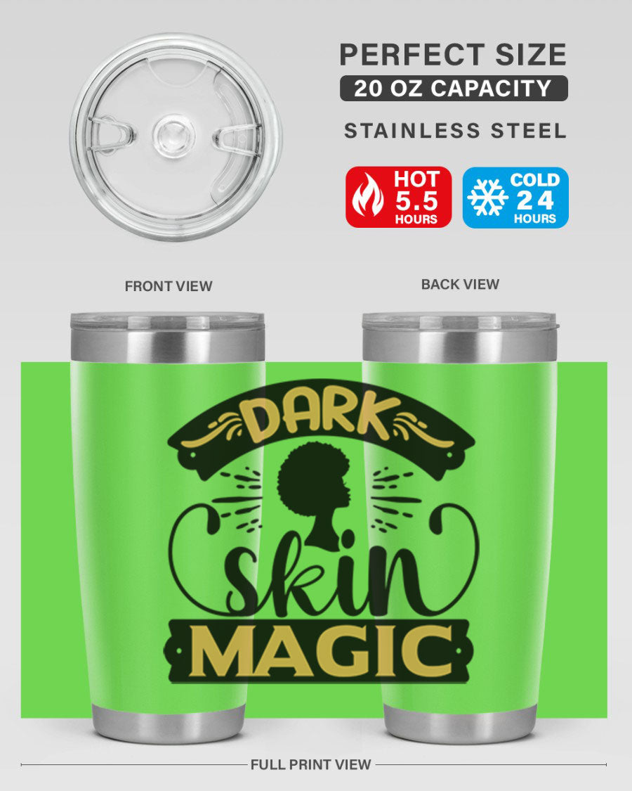 Dark Skin Magic Style 42# Tumbler in stainless steel with vibrant design, perfect for hot and cold beverages.