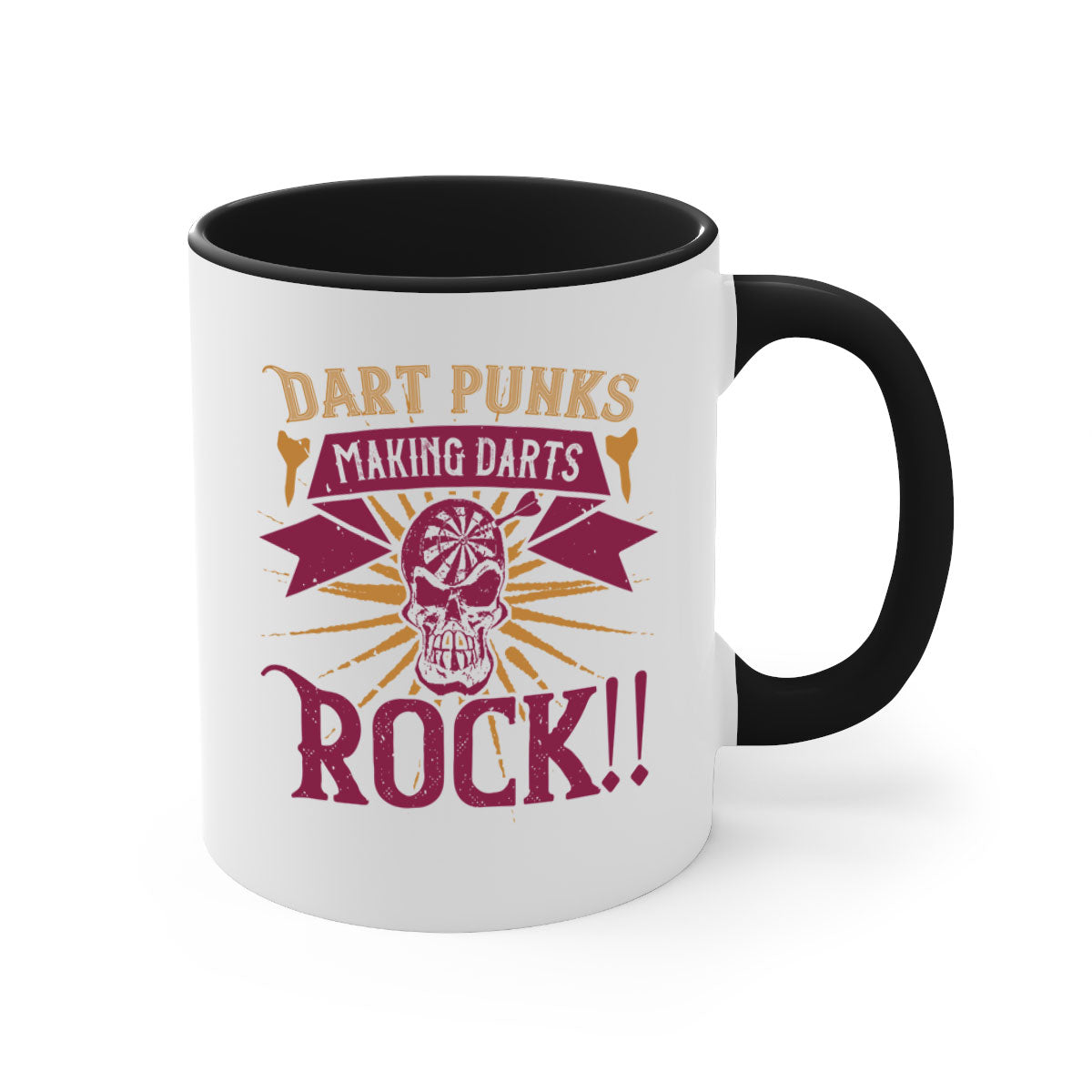 Dart punks making darts rock 1667# Mug with a glossy finish, featuring a colored handle and interior, available in multiple colors.