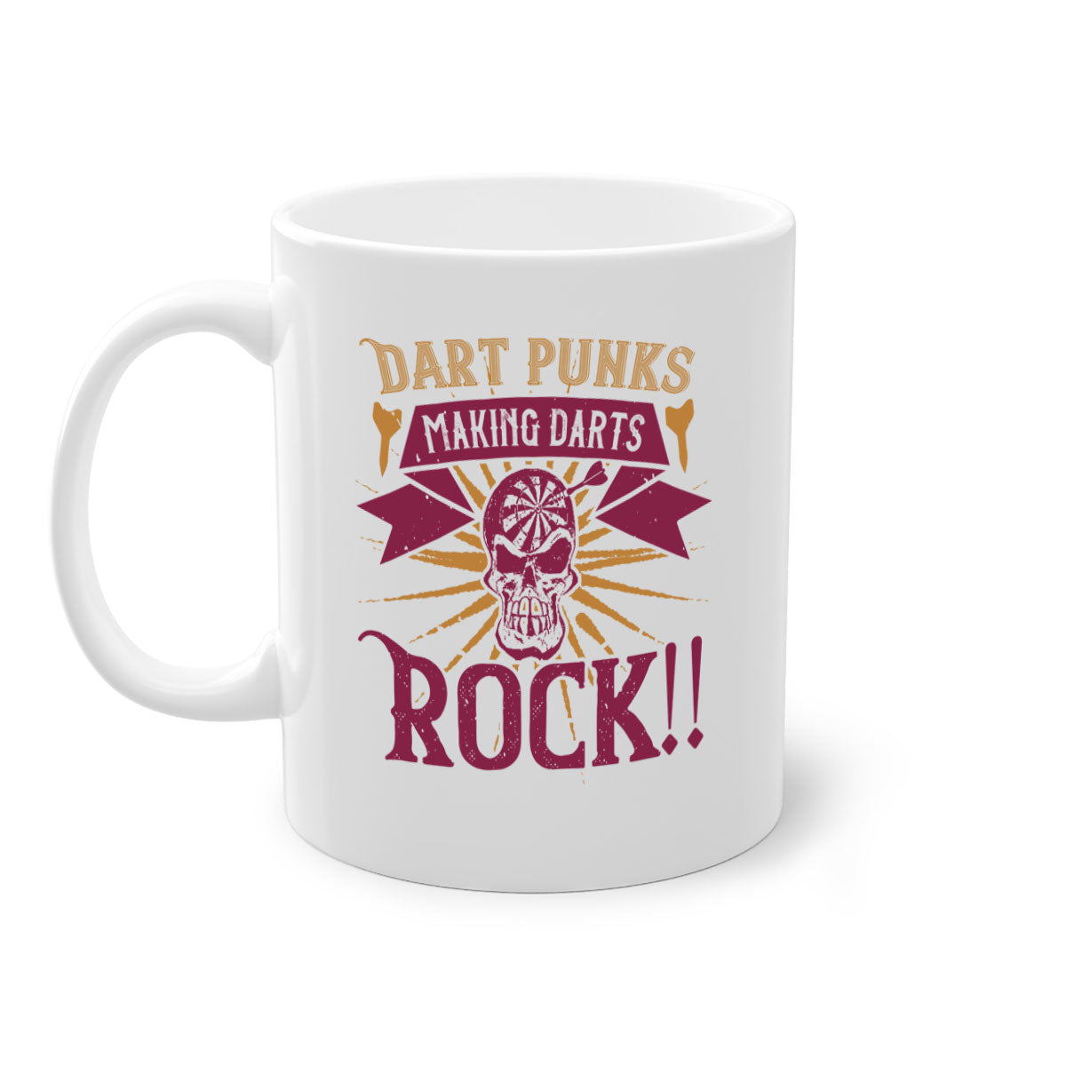 Dart punks making darts rock 1667# Mug with a glossy finish, featuring a colored handle and interior, available in multiple colors.