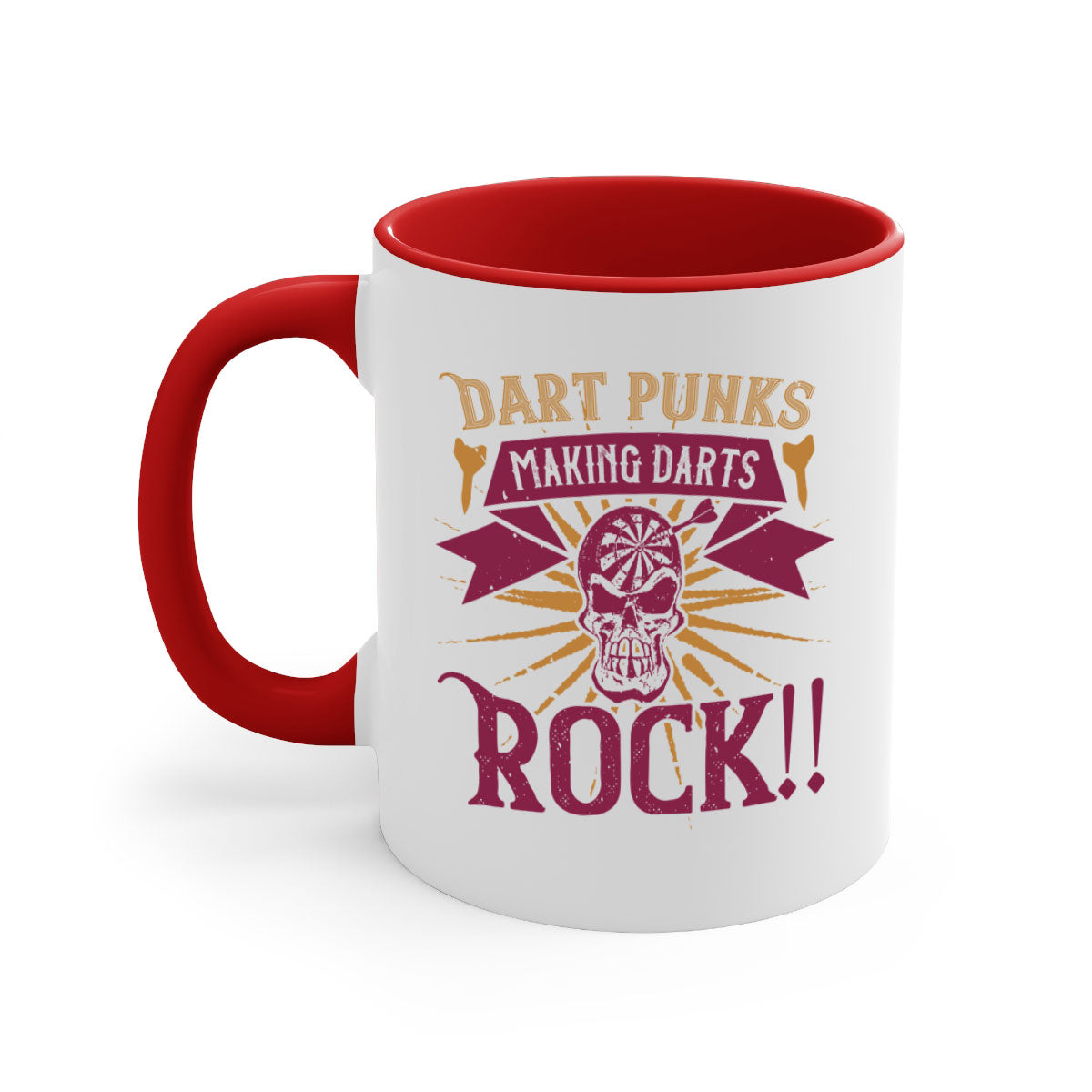 Dart punks making darts rock 1667# Mug with a glossy finish, featuring a colored handle and interior, available in multiple colors.