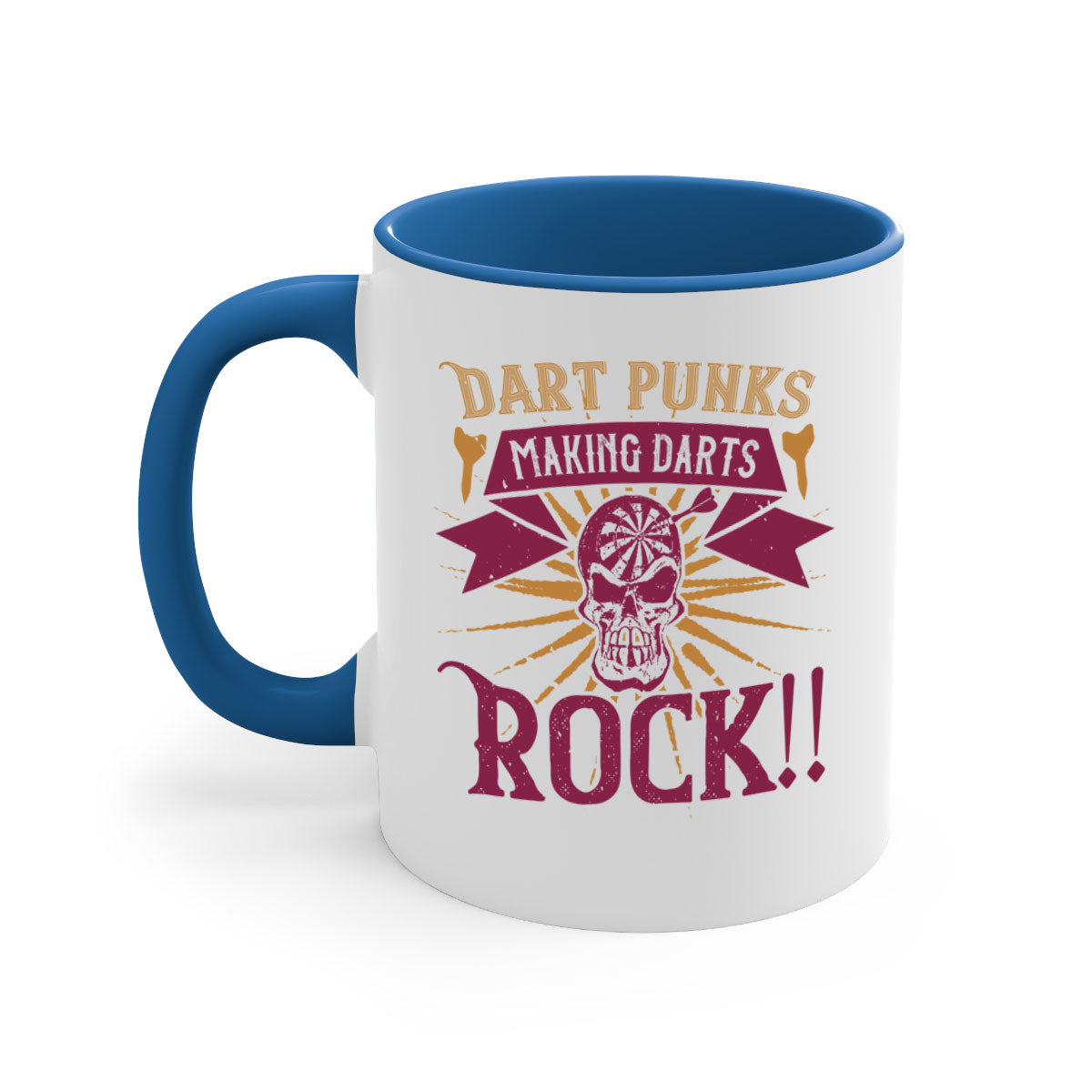 Dart punks making darts rock 1667# Mug with a glossy finish, featuring a colored handle and interior, available in multiple colors.