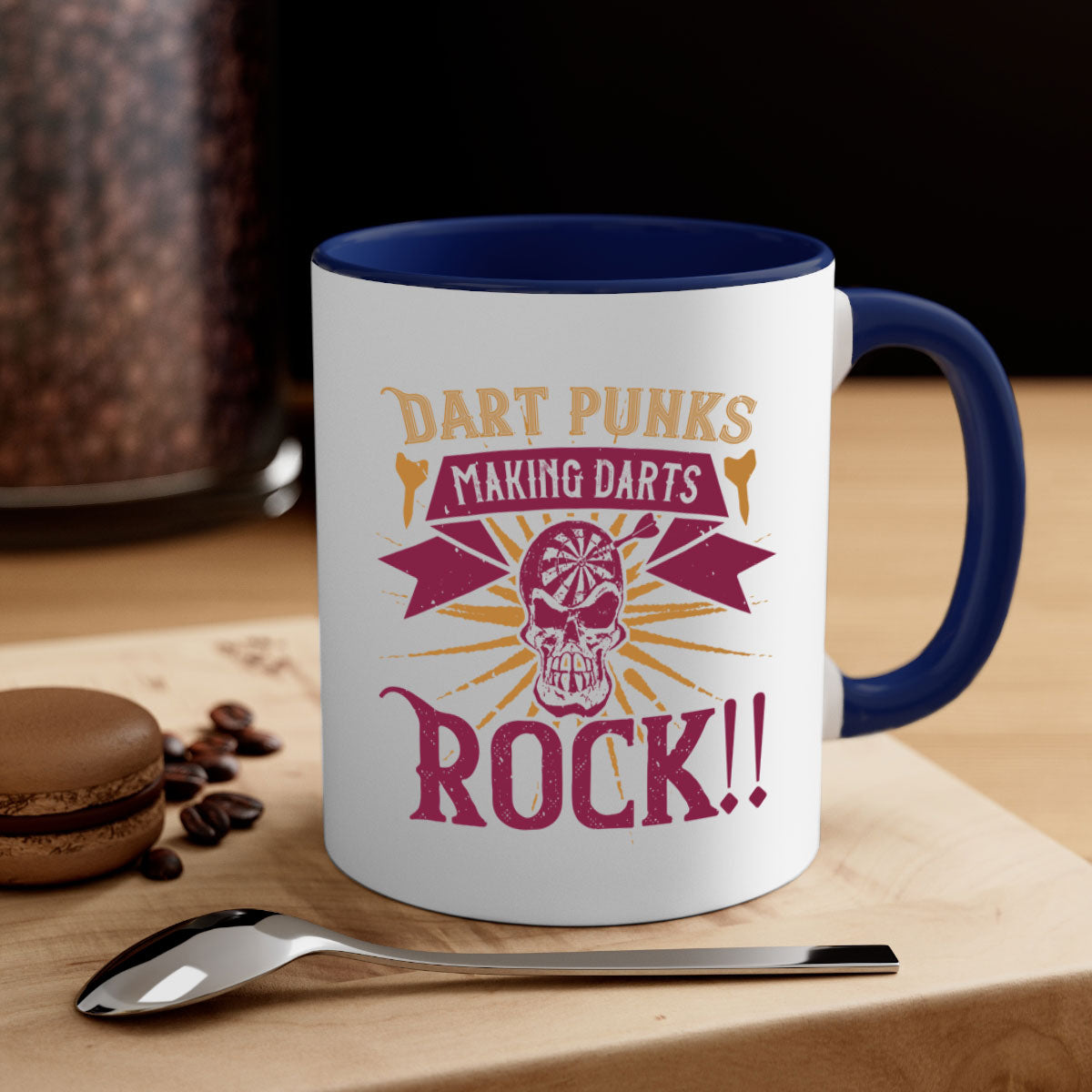 Dart punks making darts rock 1667# Mug with a glossy finish, featuring a colored handle and interior, available in multiple colors.