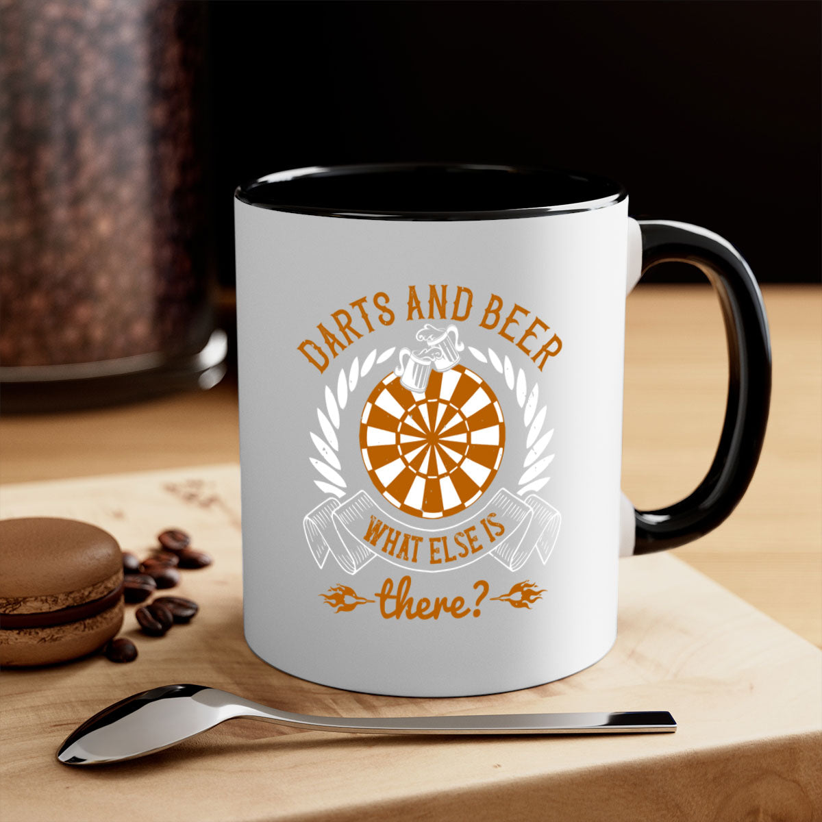 Darts And Beer Mug featuring a two-tone design with a colored handle and glossy finish, available in multiple colors.