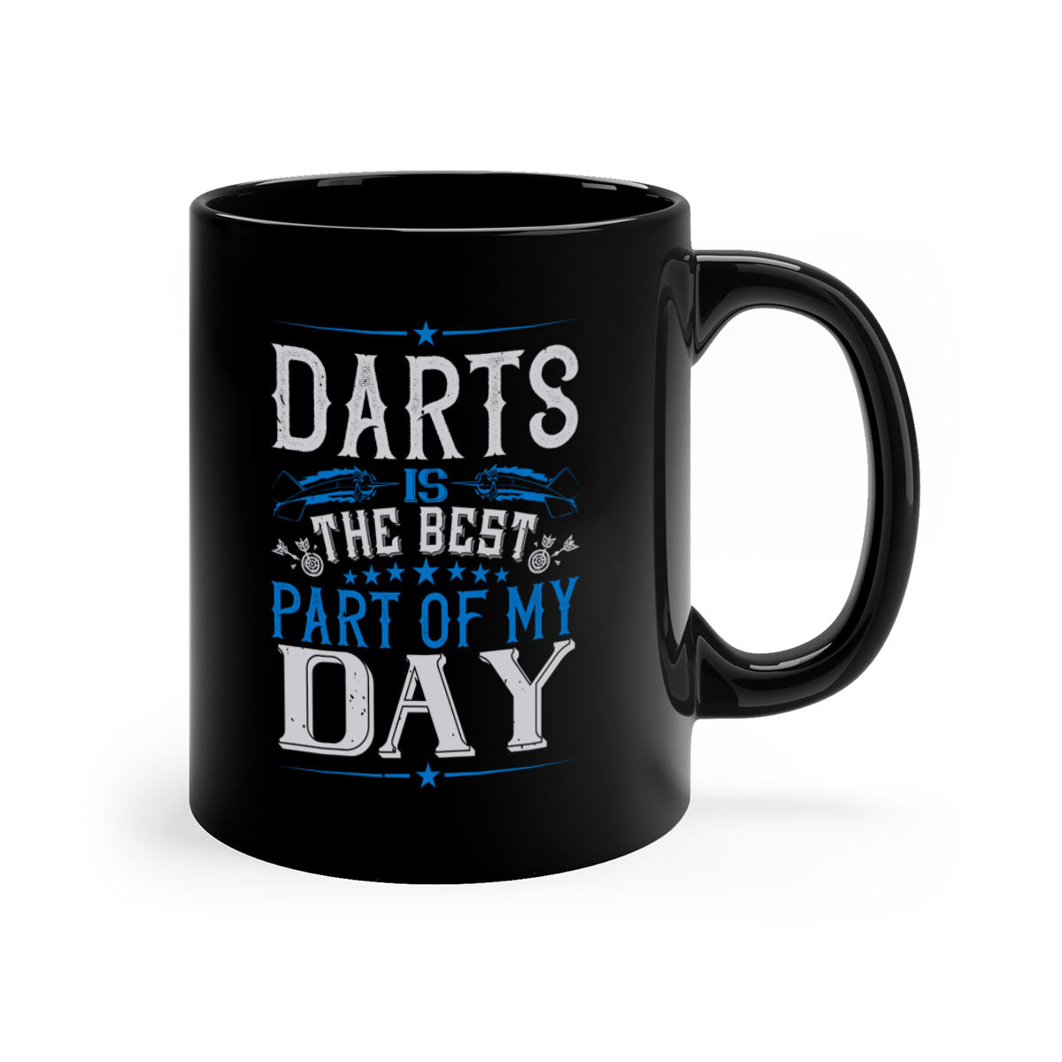 A stylish two-tone Darts Mug with a glossy finish, featuring a colored handle and interior, perfect for coffee and tea lovers.