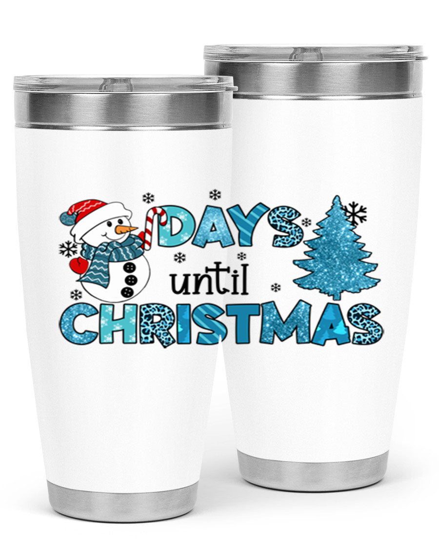 Day until Christmas 92# Tumbler, a 20oz double wall vacuum stainless steel tumbler with a festive design, perfect for hot and cold beverages.