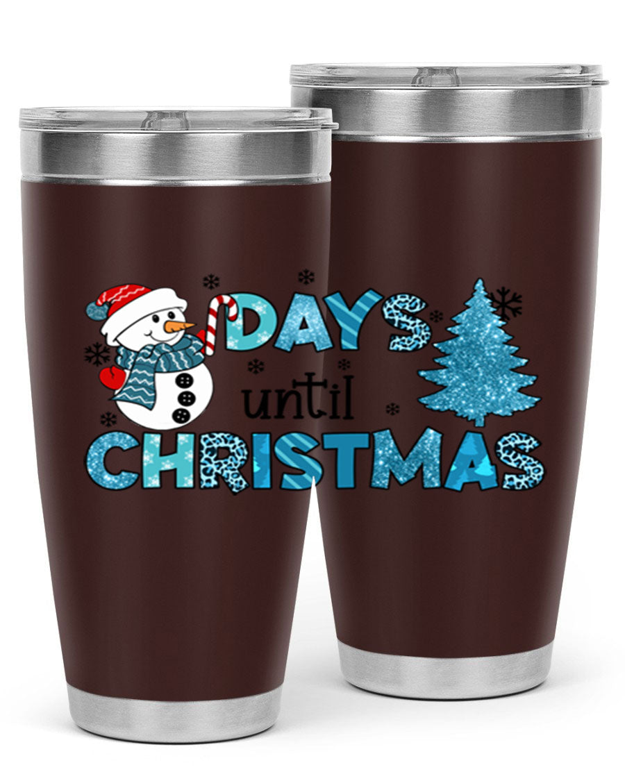 Day until Christmas 92# Tumbler, a 20oz double wall vacuum stainless steel tumbler with a festive design, perfect for hot and cold beverages.