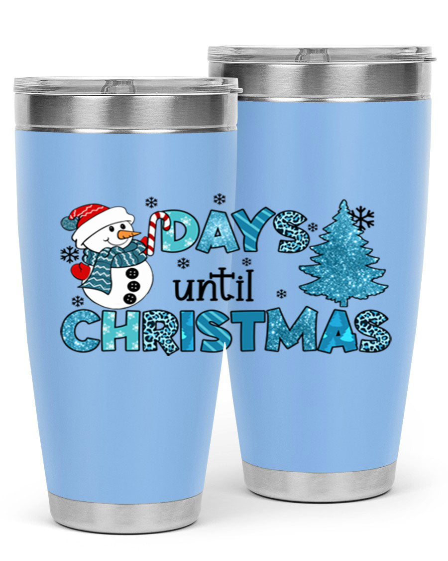Day until Christmas 92# Tumbler, a 20oz double wall vacuum stainless steel tumbler with a festive design, perfect for hot and cold beverages.