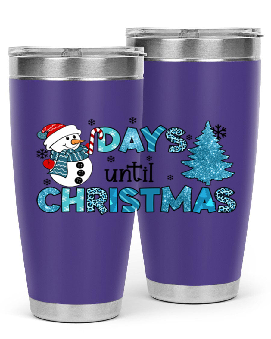 Day until Christmas 92# Tumbler, a 20oz double wall vacuum stainless steel tumbler with a festive design, perfect for hot and cold beverages.