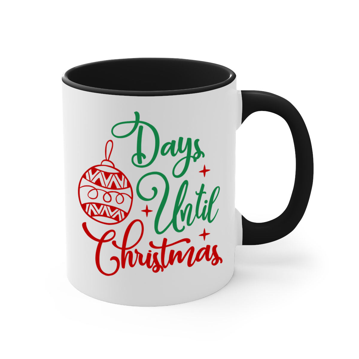 A stylish two-tone Christmas mug featuring a colored handle and glossy finish, perfect for coffee or tea lovers during the holiday season.